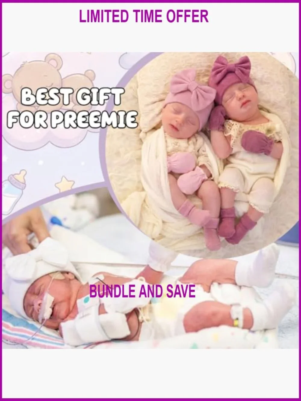 Preemie Hats Mittens Socks Set 8 Pack Cotton NICU Newborn Essentials